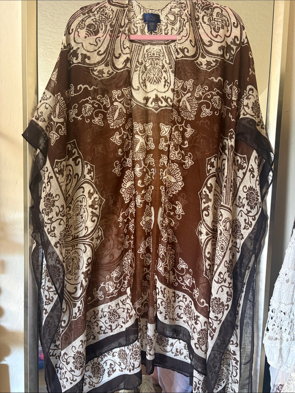 Lightweight Brown & White Paisley Shawl